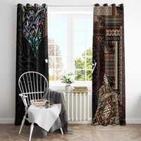 Samoa and New Zealand Together Window Curtain Siapo Motif and Maori Paua Shell Pattern