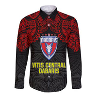 Vitis Central Dabaris Rugby Long Sleeve Button Shirt Papua New Guinea Polynesian Tattoo LT03 Unisex Red - Polynesian Pride