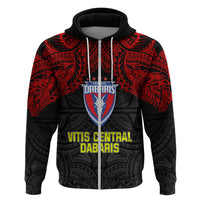Custom Vitis Central Dabaris Rugby Hoodie Papua New Guinea Polynesian Tattoo LT03 Zip Hoodie Red - Polynesian Pride