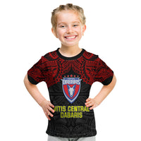 Custom Vitis Central Dabaris Rugby Kid T Shirt Papua New Guinea Polynesian Tattoo LT03 Red - Polynesian Pride