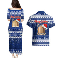 Tokelau Christmas Couples Matching Puletasi Dress and Hawaiian Shirt Santa Claus Tokelau Flag and Coat of Arms with Polynesian Pattern LT03 - Polynesian Pride