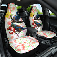 New Zealand Pohutukawa Tui Bird Car Seat Cover Kowhai Version LT03 One Size White - Polynesian Pride