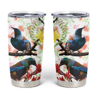 New Zealand Pohutukawa Tui Bird Tumbler Cup Kowhai Version LT03 White - Polynesian Pride