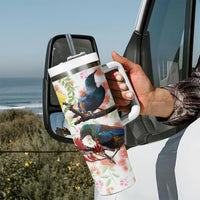 New Zealand Pohutukawa Tui Bird Tumbler With Handle Kowhai Version LT03 - Polynesian Pride