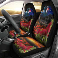 New Zealand ANZAC Day Car Seat Cover Pohutukawa Flower and Tui Bird LT03 - Polynesian Pride