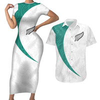 Custom New Zealand Football Couples Matching Short Sleeve Bodycon Dress and Hawaiian Shirt Go All Silver Ferns - Towards World Cup 2026