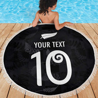 Custom New Zealand Rugby Beach Blanket All Silver Ferns Blacks