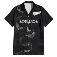 Custom New Zealand Rugby Family Matching Off Shoulder Maxi Dress and Hawaiian Shirt All Silver Ferns Blacks