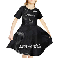 Custom New Zealand Rugby Kid Short Sleeve Dress All Silver Ferns Blacks