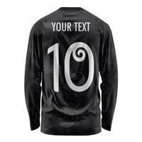 Custom New Zealand Rugby Long Sleeve Shirt All Silver Ferns Blacks