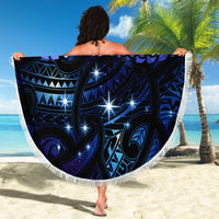New Zealand Matariki Beach Blanket Maori Pattern and Matariki Sky Night