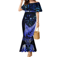 New Zealand Matariki Mermaid Dress Maori Pattern and Matariki Sky Night LT03 Women Blue - Polynesian Pride
