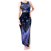 New Zealand Matariki Tank Maxi Dress Maori Pattern and Matariki Sky Night LT03 Women Blue - Polynesian Pride