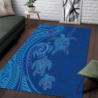 Hawaiian Turtles and Polynesian Art Tattoo Area Rug Ocean Abyss