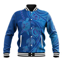 Hawaiian Turtles and Polynesian Art Tattoo Baseball Jacket Ocean Abyss LT03 Unisex Blue - Polynesian Pride