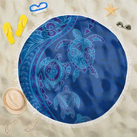 Hawaiian Turtles and Polynesian Art Tattoo Beach Blanket Ocean Abyss LT03 One Size 150cm Blue - Polynesian Pride
