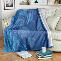 Hawaiian Turtles and Polynesian Art Tattoo Blanket Ocean Abyss LT03 Blue - Polynesian Pride