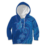 Hawaiian Turtles and Polynesian Art Tattoo Kid Hoodie Ocean Abyss LT03 Hoodie Blue - Polynesian Pride