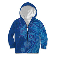 Hawaiian Turtles and Polynesian Art Tattoo Kid Hoodie Ocean Abyss LT03 Zip Hoodie Blue - Polynesian Pride