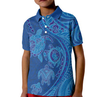 Hawaiian Turtles and Polynesian Art Tattoo Kid Polo Shirt Ocean Abyss