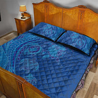 Hawaiian Turtles and Polynesian Art Tattoo Quilt Bed Set Ocean Abyss