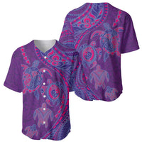 Hawaiian Turtles and Polynesian Art Tattoo Baseball Jersey Dusky Violet