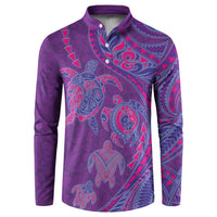 Hawaiian Turtles and Polynesian Art Tattoo Button Sweatshirt Dusky Violet LT03 Purple - Polynesian Pride