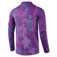 Hawaiian Turtles and Polynesian Art Tattoo Button Sweatshirt Dusky Violet LT03 - Polynesian Pride