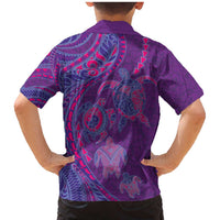 Hawaiian Turtles and Polynesian Art Tattoo Family Matching Mermaid Dress and Hawaiian Shirt Dusky Violet