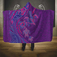 Hawaiian Turtles and Polynesian Art Tattoo Hooded Blanket Dusky Violet LT03 - Polynesian Pride