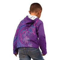 Hawaiian Turtles and Polynesian Art Tattoo Kid Hoodie Dusky Violet