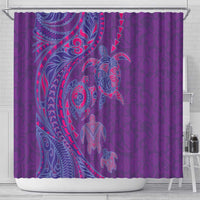 Hawaiian Turtles and Polynesian Art Tattoo Shower Curtain Dusky Violet