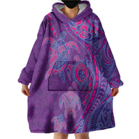 Hawaiian Turtles and Polynesian Art Tattoo Wearable Blanket Hoodie Dusky Violet LT03 - Polynesian Pride