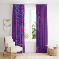 Hawaiian Turtles and Polynesian Art Tattoo Window Curtain Dusky Violet LT03 - Polynesian Pride