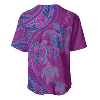 Hawaiian Turtles and Polynesian Art Tattoo Baseball Jersey Cerise
