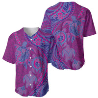 Hawaiian Turtles and Polynesian Art Tattoo Baseball Jersey Cerise