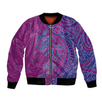 Hawaiian Turtles and Polynesian Art Tattoo Bomber Jacket Cerise