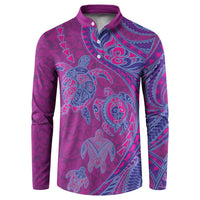 Hawaiian Turtles and Polynesian Art Tattoo Button Sweatshirt Cerise LT03 Pink - Polynesian Pride