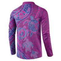 Hawaiian Turtles and Polynesian Art Tattoo Button Sweatshirt Cerise LT03 - Polynesian Pride
