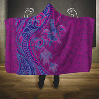 Hawaiian Turtles and Polynesian Art Tattoo Hooded Blanket Cerise LT03 - Polynesian Pride