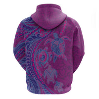 Hawaiian Turtles and Polynesian Art Tattoo Hoodie Cerise