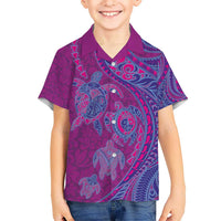 Hawaiian Turtles and Polynesian Art Tattoo Kid Hawaiian Shirt Cerise LT03 Kid Pink - Polynesian Pride
