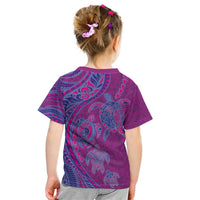 Hawaiian Turtles and Polynesian Art Tattoo Kid T Shirt Cerise