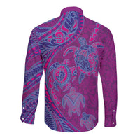 Hawaiian Turtles and Polynesian Art Tattoo Long Sleeve Button Shirt Cerise LT03 - Polynesian Pride