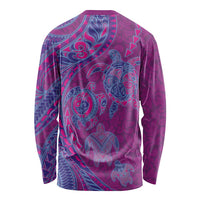 Hawaiian Turtles and Polynesian Art Tattoo Long Sleeve Shirt Cerise LT03 - Polynesian Pride