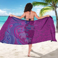 Hawaiian Turtles and Polynesian Art Tattoo Sarong Cerise