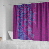 Hawaiian Turtles and Polynesian Art Tattoo Shower Curtain Cerise