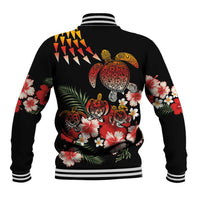 Hawaiian Hibiscus Turtle and Tropical Flower Baseball Jacket Dynamic Vibe LT03 - Polynesian Pride