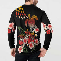 Hawaiian Hibiscus Turtle and Tropical Flower Button Sweatshirt Dynamic Vibe LT03 - Polynesian Pride