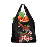 Hawaiian Hibiscus Turtle and Tropical Flower Grocery Bag Dynamic Vibe LT03 1-pack One Size Black - Polynesian Pride